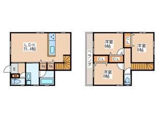 立川市砂川町3丁目貸家Cの物件間取画像